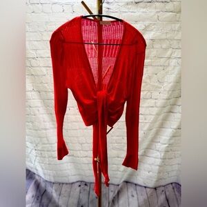 Cache tie front shrug sweater